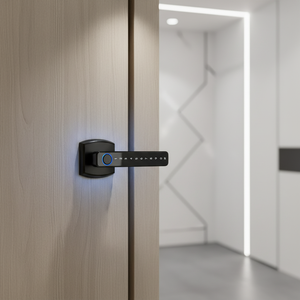 Serrure de porte intelligente biométrique TTlock Tuya avec poignée de porte à levier C et cylindre avec serrures - Product Image 1