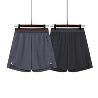 76% Nylon 24% Spandex Sport Shorts Poche zippée Hommes 2 en 1 Slip latéral Hommes Shorts Ceinture élastique sans cordon de serrage