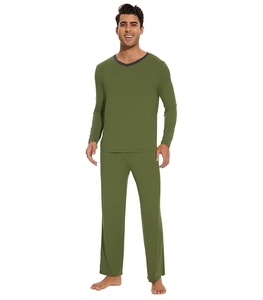 Pyjama décontracté en bambou pour homme, col classique, manches longues, 2 pièces, séchage rapide, respirant, vêtements d'intérieur d'hiver, stock en liquidation à prix réduit - Product Image 2