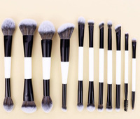 Logotipo personalizado 4PCs Brochas de maquillaje de doble punta Polvo de contorno sintético vegano Corrector Blush Brush Set de brochas de maquillaje