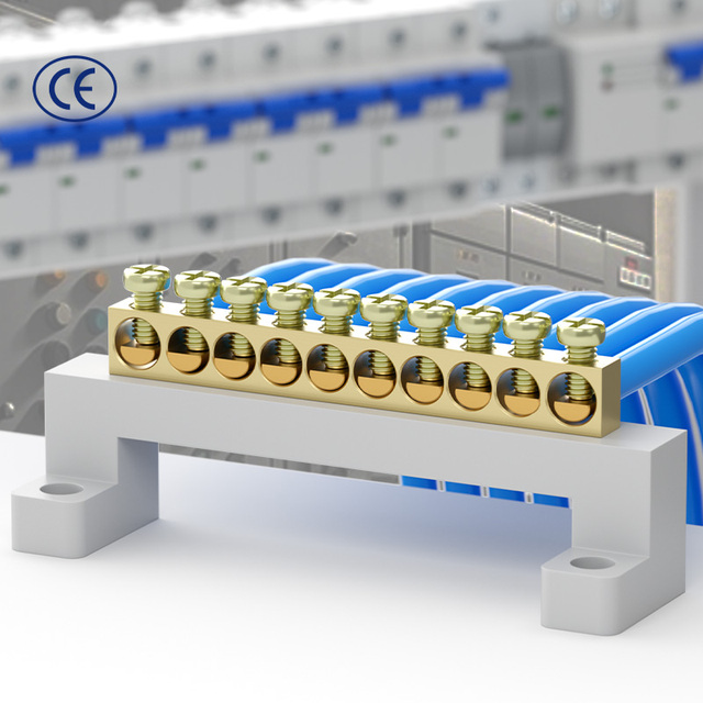 WZOODQ 12-Way 8x12mm High Quality Strength Brass Copper Earth Bus Bar and Earth Neutral Links Box zero Grounding bar