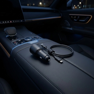 Chargeur de voiture en fibre de carbone 65W compatible PPS, adaptateur de charge rapide double USB-C pour accessoires de drone <span class=keywords><strong>Mavic</strong></span> 3 Series - Product Image 2