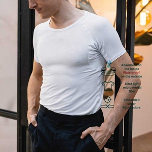 Maglietta da uomo invisibile a prova di sudore con scollo a V, maglietta da uomo modale leggera aderente Color carne Nude - Product Image 4