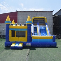 Structure gonflable commerciale d'extérieur pour adultes et enfants, avec toboggan aquatique, château gonflable et piscine intégrée