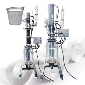 Réacteur en verre à double enveloppe multifonctionnel de classe 20L avec fonctions de rotation et de levage, neuf et personnalisé - Product Image 1