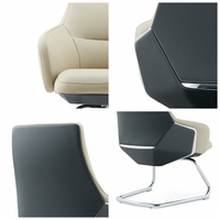 Chaise de conférence au design minimaliste Chaise de bureau ergonomique en cuir avec accoudoir