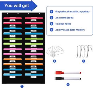 24 Pockets Non-woven Fabric Wall <b>File</b> Organizer Custom Foldable Heavy Duty PVC Hanging Storage Bag American Style for Home - Product Image 4