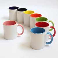 Taza de Café de Porcelana Blanca de Lujo de 11 oz para Sublimación, con Color Interior Personalizado, Regalo Empresarial, Apta para Lavavajillas