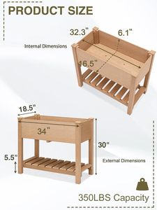 Jardinière surélevée, lit de jardin extérieur avec supports de rangement et bâches, supérieure au lit de jardin surélevé en cèdre, <span class=keywords><strong>pour</strong></span> balcon et porche - Product Image 2