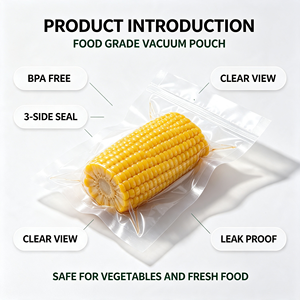Sachet sous vide de qualité alimentaire, scellé sur 3 côtés, transparent, imprimé en héliogravure, emballage jetable pour maïs et aliments - Product Image 3