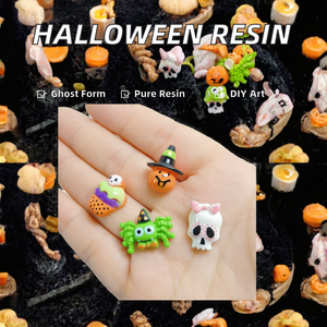 Adornos de Resina Planos de Halloween: Calabaza, Araña, Calavera para Uñas, Fundas de Teléfono y Manualidades con Slime - Product Image 2