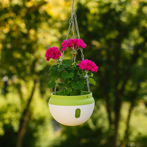 Pot auto-arrosant suspendu en plastique PP avec réservoir d'eau intégré, logo personnalisé, vente en gros, taille 24 - Product Image 3