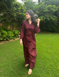 Conjunto Tradicional Indio Formal de Salwar Farshi Color Borgoña, Corto, 100% Algodón, Traje Étnico para Fiesta, Venta al Por Mayor para Mujeres - Product Image 6