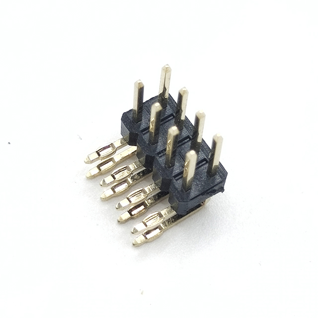 2.54mm Pitch Double Row Angle Type Brass Press Fit Pin Header Connector for PCB