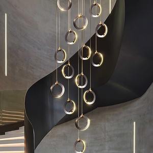 Moderne Luxus-LED-Pendelleuchte Neues Design Modischer Kronleuchter Einfache Installation Langlebig Exquisit Lange Form für Treppenhaus - Product Image 1