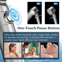 Pommeau de douche portable filtrant haute pression à 4 jets, buses anti-colmatage en acier inoxydable, élimine le chlore, réduit le bain sec