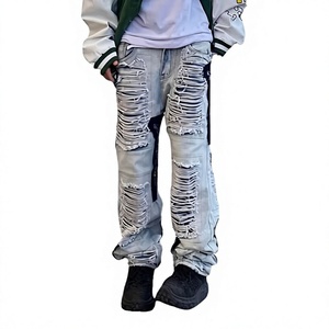 Pantalones Vaqueros Anchos de Mezclilla para Hombre, Transpirables, 100% Algodón, Corte Holgado, Cintura Media, Estilo Casual, para Primavera - Product Image 4