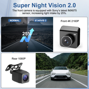 Caméra cachée pour voiture, caméra de tableau de bord avant 4K et caméra arrière, double caméra de tableau de bord 2,0 pouces, WIFI, capteur G, DVR de voiture - Product Image 4
