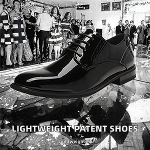 Chaussures habillées pour hommes en cuir verni brillant, à bout pointu, à lacets, style Oxford, respirantes, légères, antidérapantes, pour fêtes et bureau, faible MOQ, OEM - Product Image 2