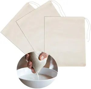 High temperature food grade 75 100 200 micron fine nylon mesh filter bag almond cotton organic nut milk bag