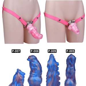 FRRK Metal Chastity Device with Silicone <b>Dildo</b> BDSM Chastity Cage with Strapon <b>Dildo</b> Penis Lock Cock Cage Sex Toys for Men - Product Image 1