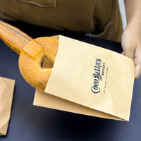 Sac en papier personnalisé pour baguette, bretzel, boulangerie, sac biodégradable pour bagel, croissant, sac en papier kraft brun et blanc pour l'emballage du pain