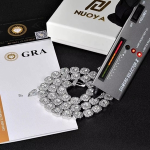 <span class=keywords><strong>Cadena</strong></span> de tenis cuadrada de plata de ley 925 maciza con moissanita VVS, estilo bling, para hombre y mujer, ideal para fiestas, joyería fina hip hop. - Product Image 2