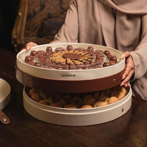 Custom logo Leather Handle Double <strong>Chocolate</strong> <strong>Bar</strong> <strong>Dates</strong> Box Packaging Luxury Round Ramadan <strong>Chocolate</strong> Candy Gift Box with Dividers - Product Image 5
