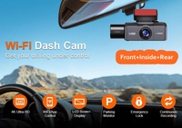 Caméra de tableau de bord triple 4K pour voiture avec WiFi et GPS (en option), enregistrement synchronisé 3 canaux, écran IPS 2,99 pouces, vision nocturne IR, mode stationnement et capteur G