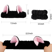 Ensemble de bandeaux en peluche oreilles de lapin 3D avec bracelets, bandeau doux et mignon en forme d'animal pour le lavage du visage, le maquillage, le spa, les soins de la peau, cadeau pour enfants