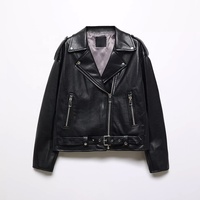 Veste en similicuir pour femme, style motard, coupe ajustée, fermeture éclair, classique, OEM ODM, vente en gros