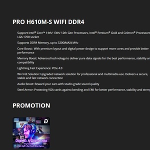 MSI PRO H610M-S WiFi <b>DDR4</b> <b>Motherboard</b>, Micro-ATX - Supports Intel Core 14th, 13th and 12th Gen Processors, LGA 1700 - <b>DDR4</b> - Product Image 6