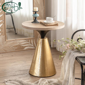 Cream Colored Solid Wood Coffee <b>Table</b> Round <b>Small</b> Living Room Bedroom <b>Side</b> <b>Table</b> Retro Design Mini <b>Table</b> - Product Image 2