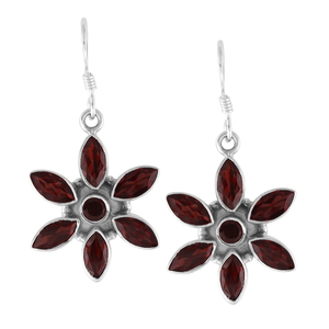 Custom High Quality Luxury 925 Sterling <b>Silver</b> <b>top</b> design red garnet gemstone earrings for women at wholesale price - Product Image 2