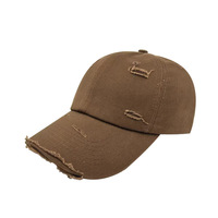 Gorras de Béisbol Desgastadas al por Mayor con Logotipo Personalizado, 100% Algodón, Estilo Dad Hat, para Música Rock, Punk, Skateboard, Grunge, con Agujeros