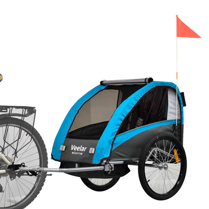 Veelar Sports 2 In 1 Kinderanhänger Veelar Sports Suspension Bike Trailer & Stroller 2 in 1 Double Seat for
