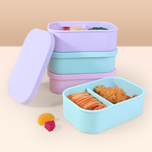 Lujo 2 compartimentos BPA libre microondas lavavajillas horno seguro 100% grado alimenticio silicona almuerzo Bento Snack Box contenedor - Product Image 3