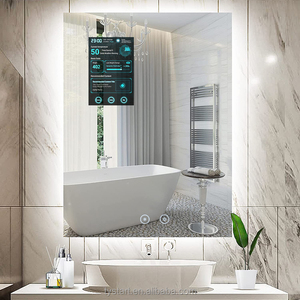 Miroir de salle de bain intelligent rectangulaire moderne à triple éclairage LED, étanche, avec caméra - Product Image 1