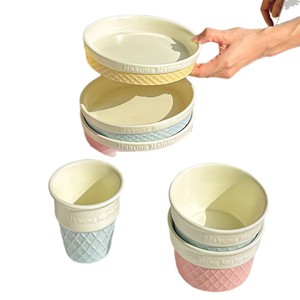 <b>Ceramic</b> Yogurt Bowl Oatmeal Dessert Bowl Ice Cream Plate Round Tableware For Breakfast Party Hotel Coffee Tea Use - Product Image 5