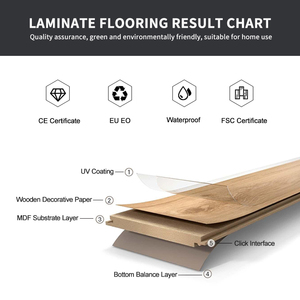 Versailles Style Modern Laminate Parquet Flooring High <b>Gloss</b> Matte Distressed Wood Look Eco-Friendly 12mm Easy Install Bathroom - Product Image 5