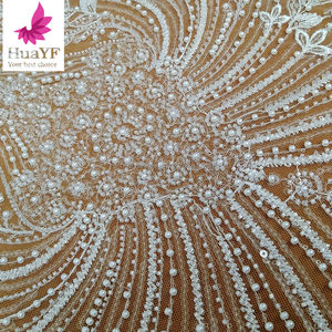 HY2953 Último Modelo de Tela de Encaje <span class=keywords><strong>Blanco</strong></span> para Novia con Cuentas 3D y Lentejuelas - Product Image 3