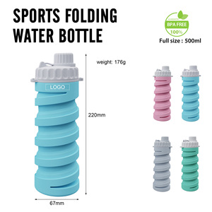 Silicone Folding Water Bottle 500ml Portable Collapsible Travel Mug Unisex Foldable <b>Drinkware</b> - Product Image 2