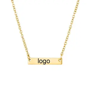 Vintage DIY LOGO personalizado cadena collar de acero inoxidable accesorios Imprimir Nombre 316L collar de acero inoxidable joyería