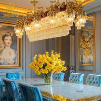 Bijouterie française de luxe en cristal décorative en bronze suspension hôtel banquet table à manger lustre victorien en laiton antique