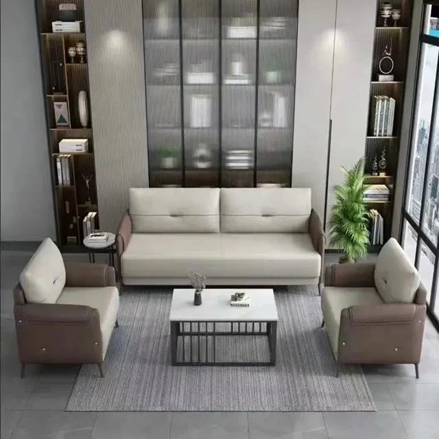 2023 luxury reception sofa executive used leather modern office sofas set furniture waiting room set
