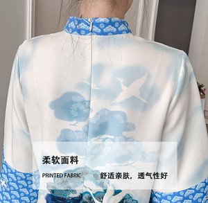 Robe de tempérament de dame imprimée à l'encre de style chinois M-4XL nouveau printemps et été jupe <span class=keywords><strong>Ruyi</strong></span> améliorée montre jeune Cheongsam - Product Image 5