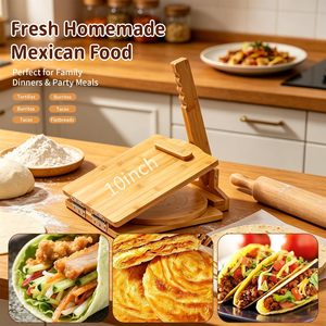Prensa para Tortillas de Bambú con Rodillo, Prensa de Madera para Tortillas de Maíz Caseras - Product Image 6