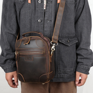 Bolso Bandolera de Cuero Genuino de <span class=keywords><strong>Vaca</strong></span> para Hombre Venta al por Mayor de Fábrica, Maletín de Hombro de Cuero Crazy Horse de Primera Calidad - Product Image 2
