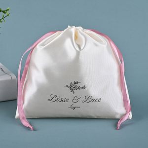 Bolsa de Satén de Seda con Logotipo Personalizado para Pelucas, Bolsa con Cordón para Ropa, Bolsa de Satén para Guardar el Cabello, Bolsa de Regalo Reciclable - Product Image 1