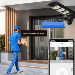 ไฟถนนพลังงานแสงอาทิตย์ 450W พร้อมกล้อง ไฟโซลาร์เซลล์เลนส์สามตัว พร้อมกล้องวงจรปิด 4G SIM WIFI สำหรับภายนอกอาคาร กันน้ำระดับ IP66 โคมไฟตรวจสอบพลังงานแสงอาทิตย์ - Product Image 3